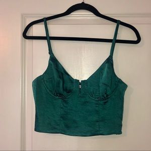 Emerald Satin Underwire Crop Bra Top